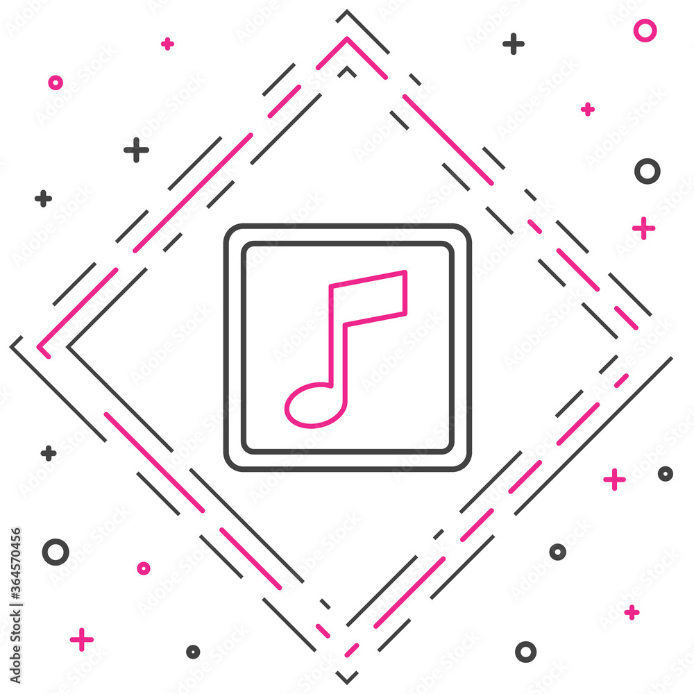 Line Music note, tone icon isolated on white background. Colorful outline concept. Vector Illustrati