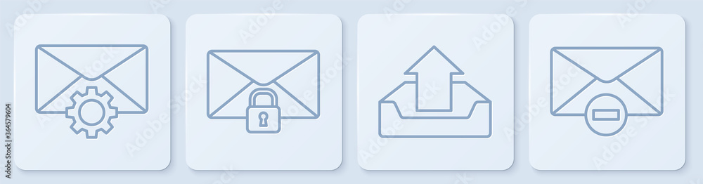 设置行信封设置、上传收件箱、邮件锁定密码和删除信封。白色方块