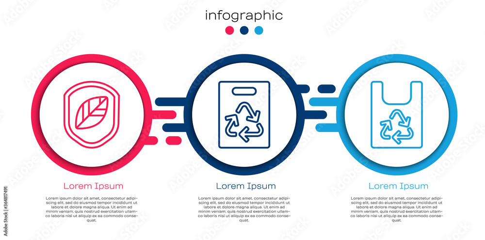 设线屏蔽带叶子，纸袋带回收，塑料袋带回收。商业信息图
