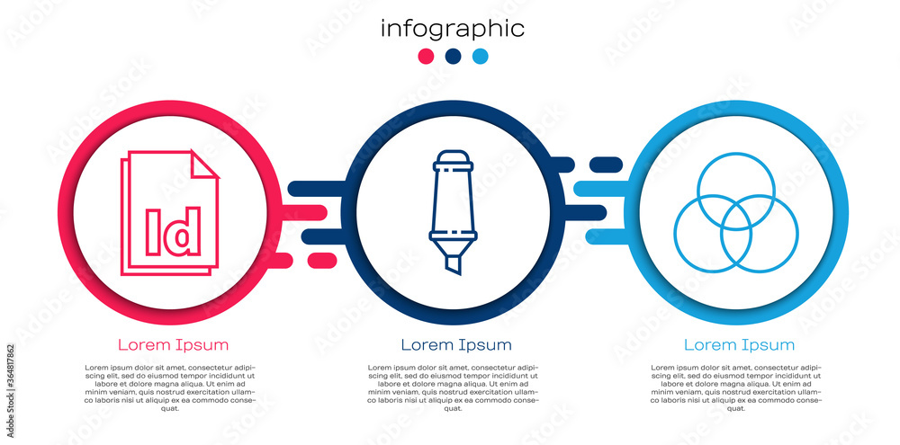 设置行ID文件文档、记号笔以及RGB和CMYK颜色混合。商业信息图模板。
