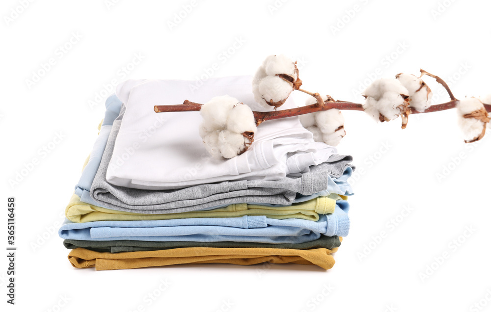 Cotton t-shirts on white background