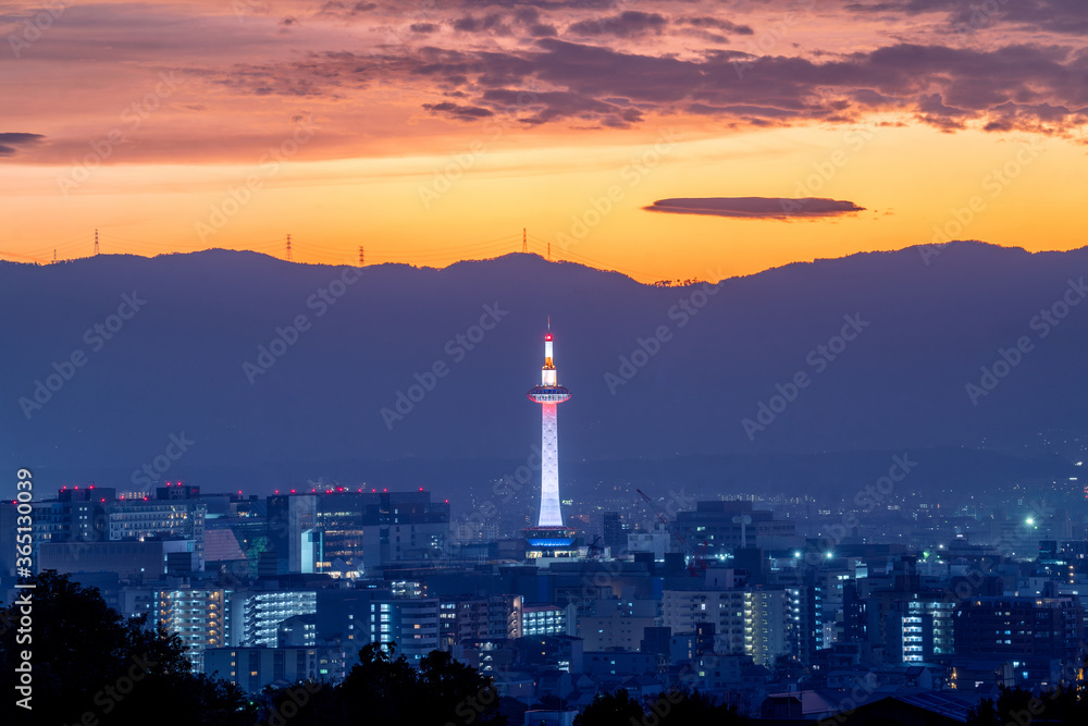 日落时分的东京塔和京都市