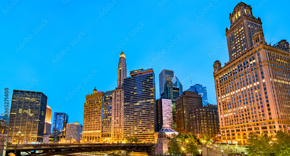 Historic buildings in Downtown Chicago - Illinois, United States