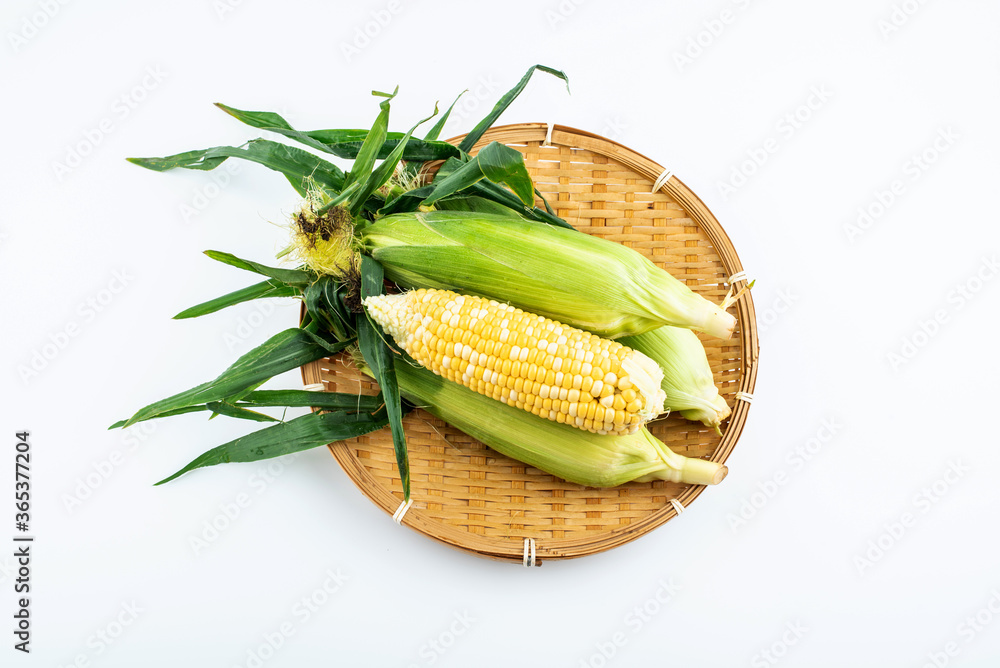 Fresh fruit corn on white background