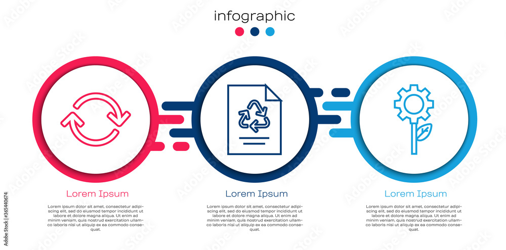 Set line Refresh，Paper with recycle and Leaf plant in gear machine.Business infographic template（设线刷