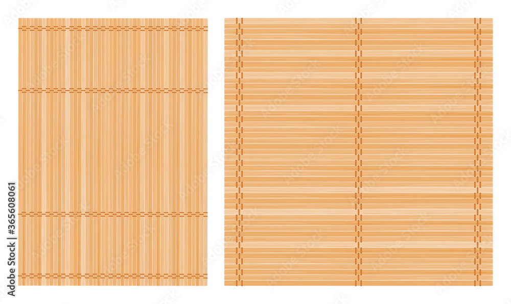 一套两个竹垫，方形和矩形。自然环保的背景或元素适合您