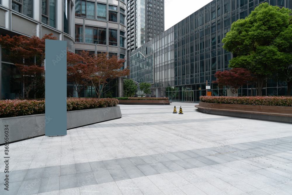 The plaza and building part of Shanghai international financial center, China