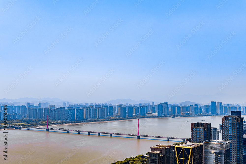 High perspective scenery of Qianjiang New Town, Hangzhou, Zhejiang, China