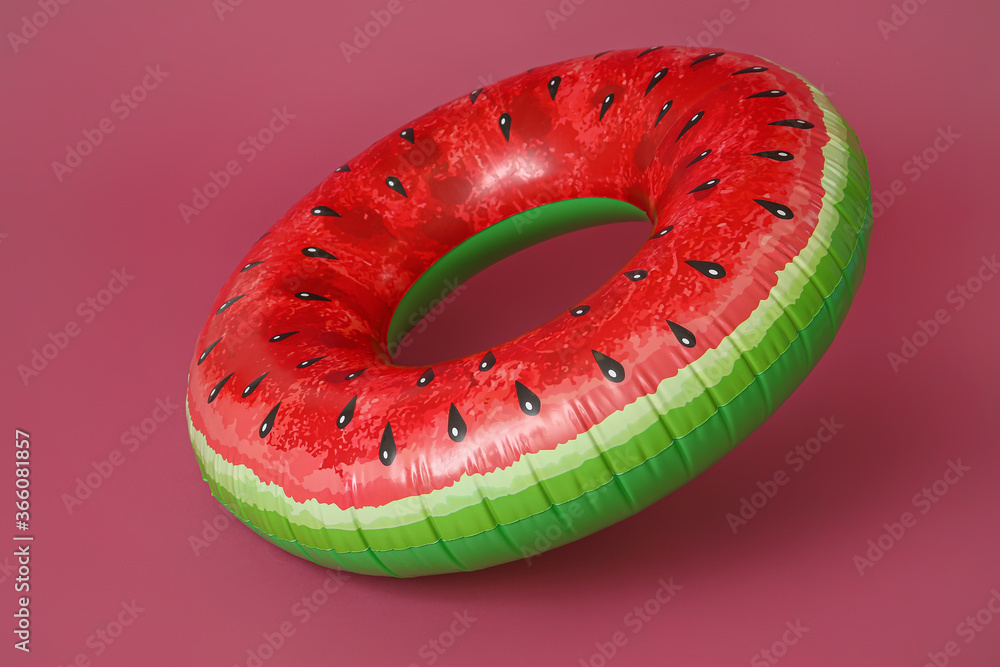 Inflatable ring on color background