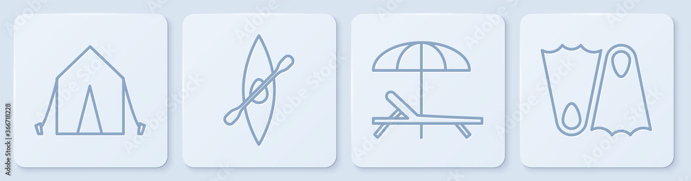 设置旅游帐篷、日光浴床和雨伞、皮划艇或独木舟、桨板和橡胶脚蹼。白色平方米