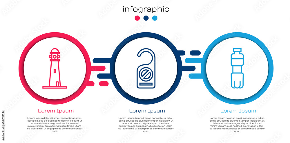 设置线路灯塔，请不要打扰和一瓶水。商业信息图模板。Vecto