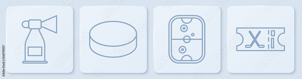 设置线路空气喇叭，空气曲棍球台，冰球和冰球运动票。白色方形按钮。Vect
