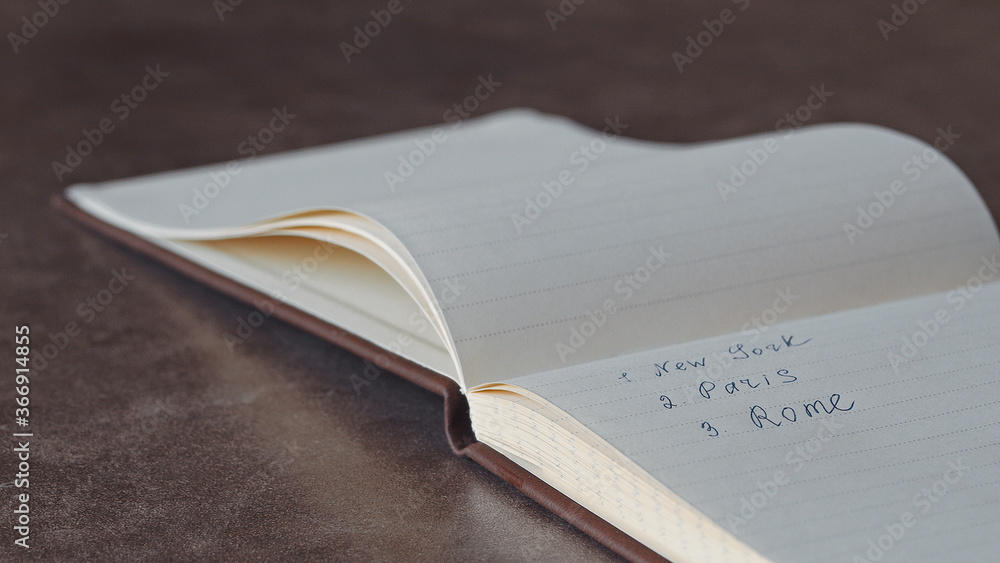 Notebook with written text