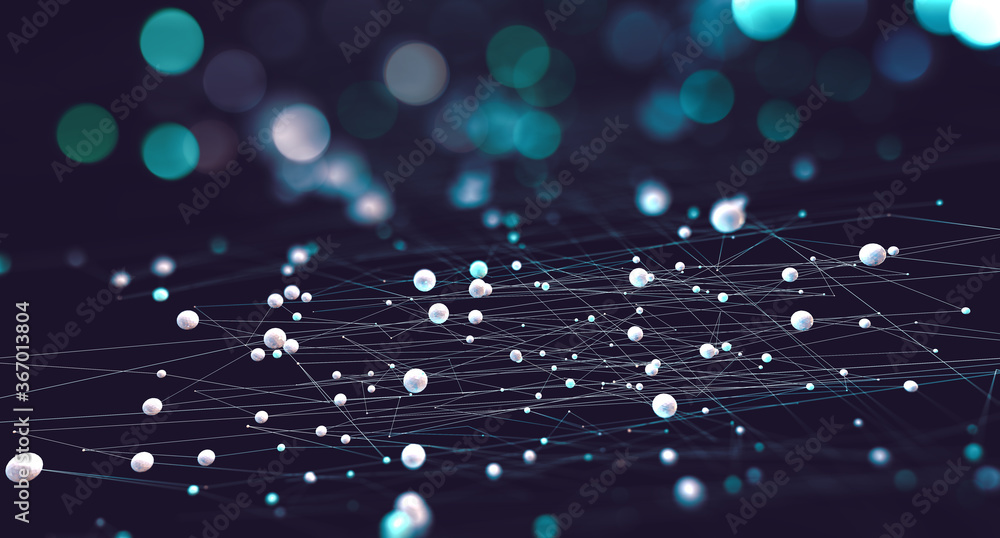 科技背景。网格和网络设计。科学创新的抽象三维插图