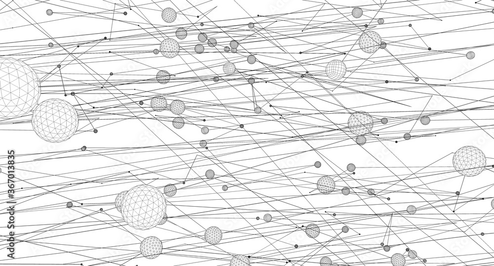 科技背景。网格和网络设计。科学创新的抽象三维插图