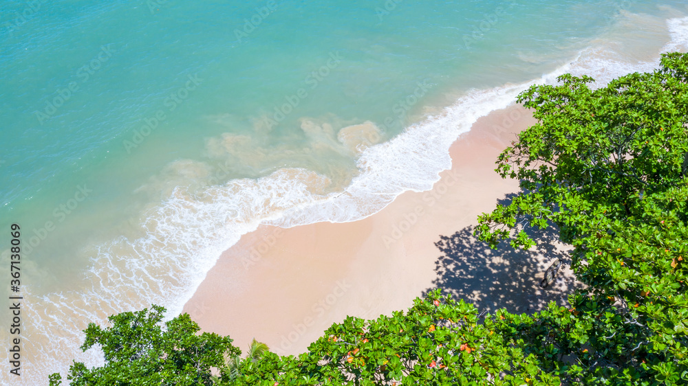 Aerial view landscape of beautiful tropical beach, top view from drone, Aerial view of sandy beach a