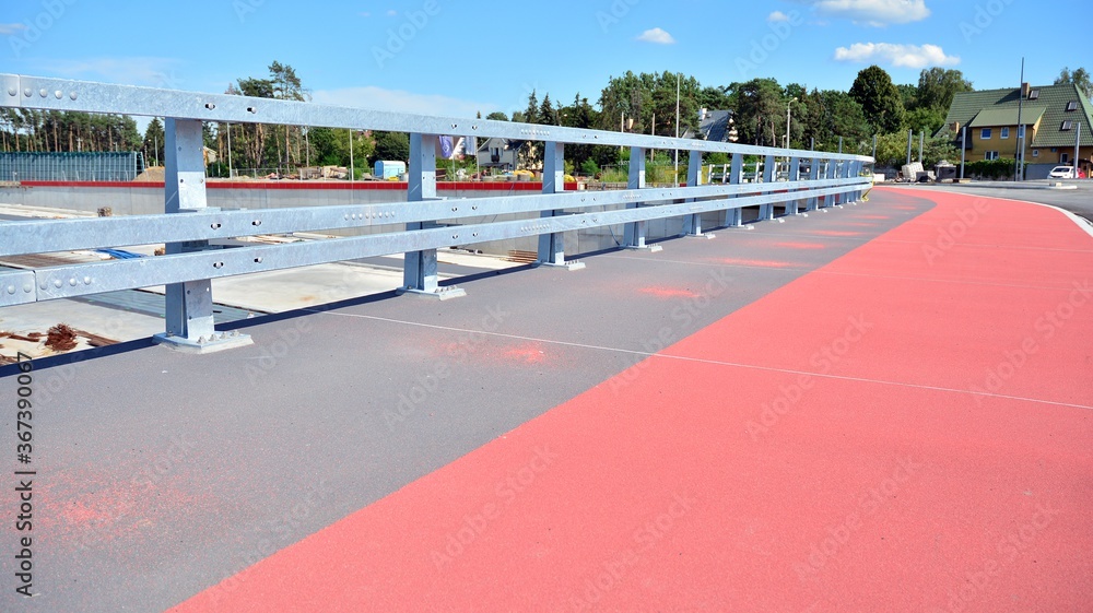 New construction of a crash barrier at a new highway