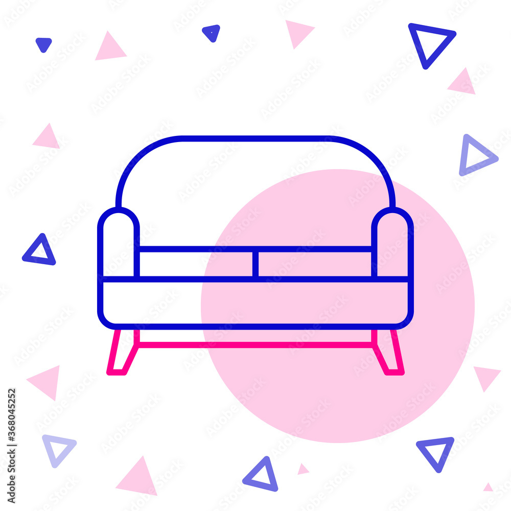 Line Sofa icon isolated on white background. Colorful outline concept. Vector Illustration.