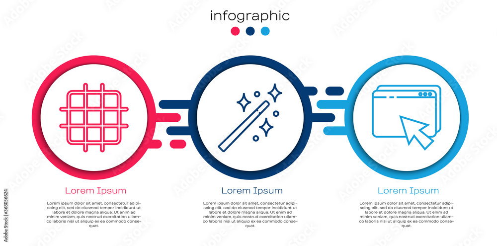 设置线条网格图纸张、魔杖和Web设计与开发。商业信息图模板。