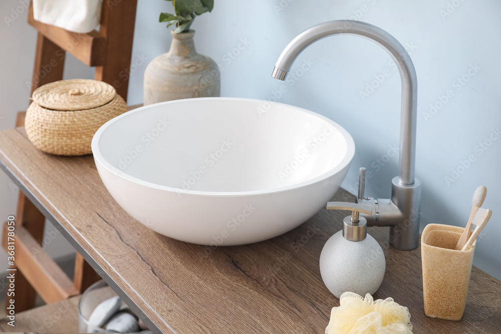 Sink in interior of modern stylish bathroom