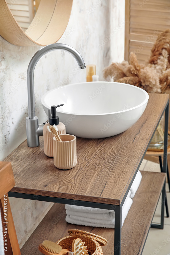 Sink in interior of modern stylish bathroom