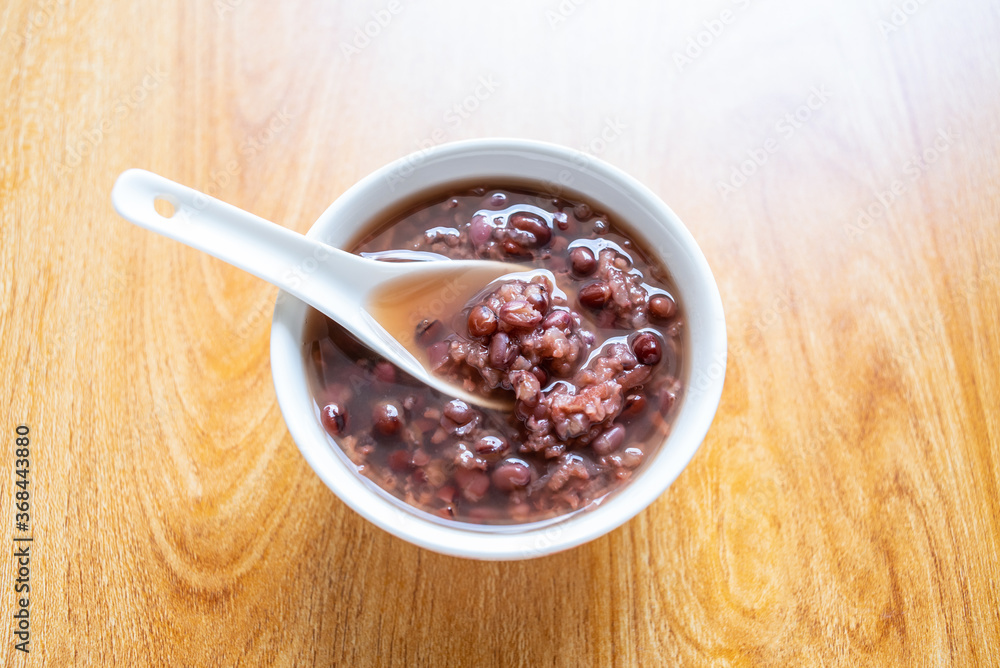 Chinese breakfast bowl of red bean porridge