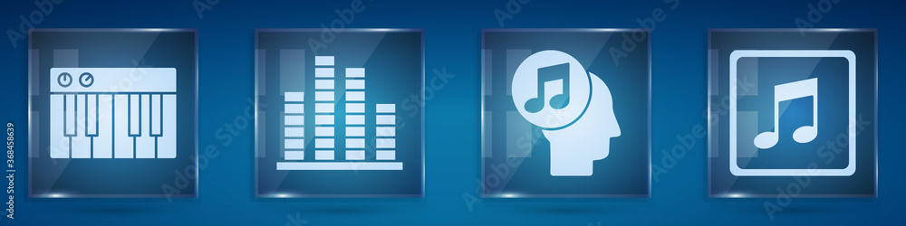 设置音乐合成器、音乐均衡器、人头音符和音符、音调。方形玻璃