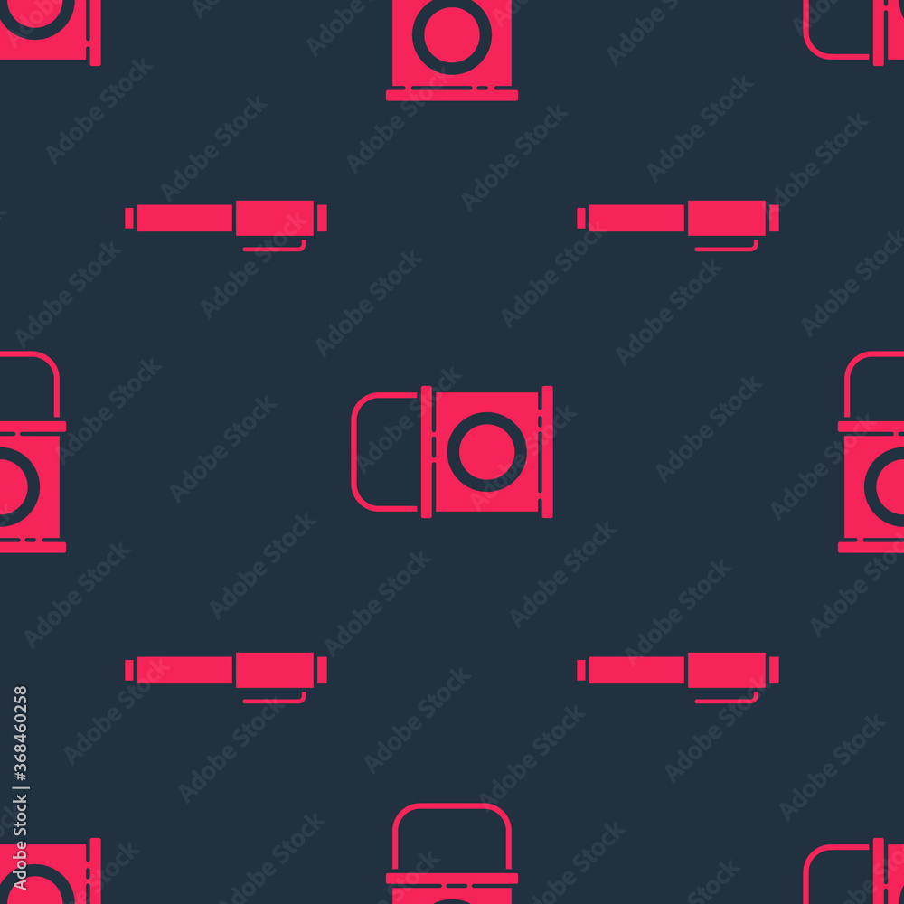 Set Pen and Paint bucket on seamless pattern. Vector.