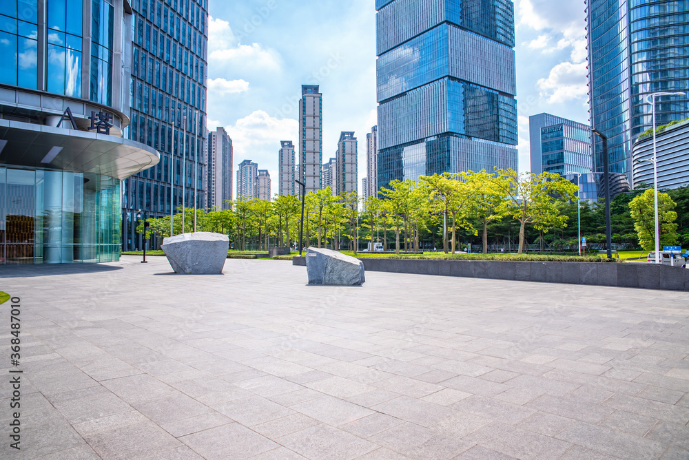 CBD building and empty ground in Pazhou, Guangzhou, China