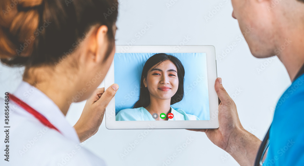 Doctor telemedicine service online video for virtual patient health medical chat . Remote doctor hea