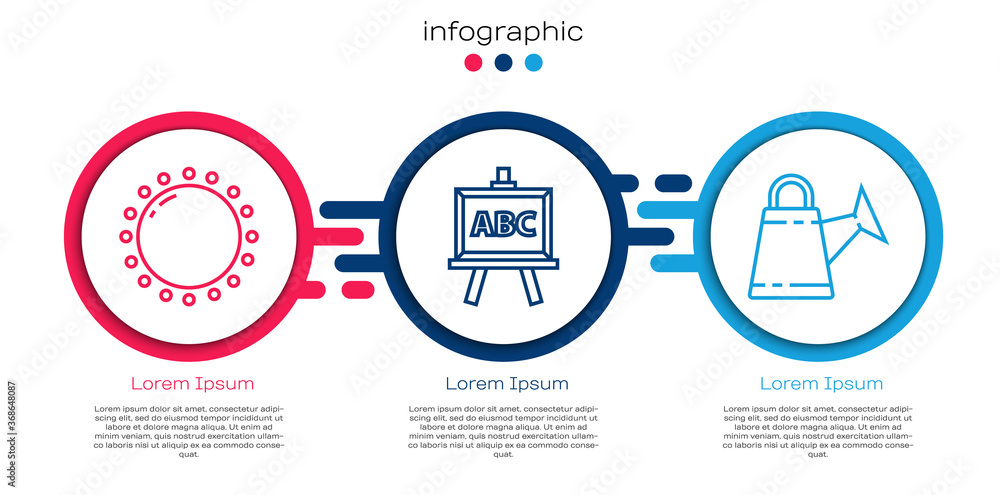 Set line Sun，Chalkboard and Watering can。商业信息图模板。Vector。