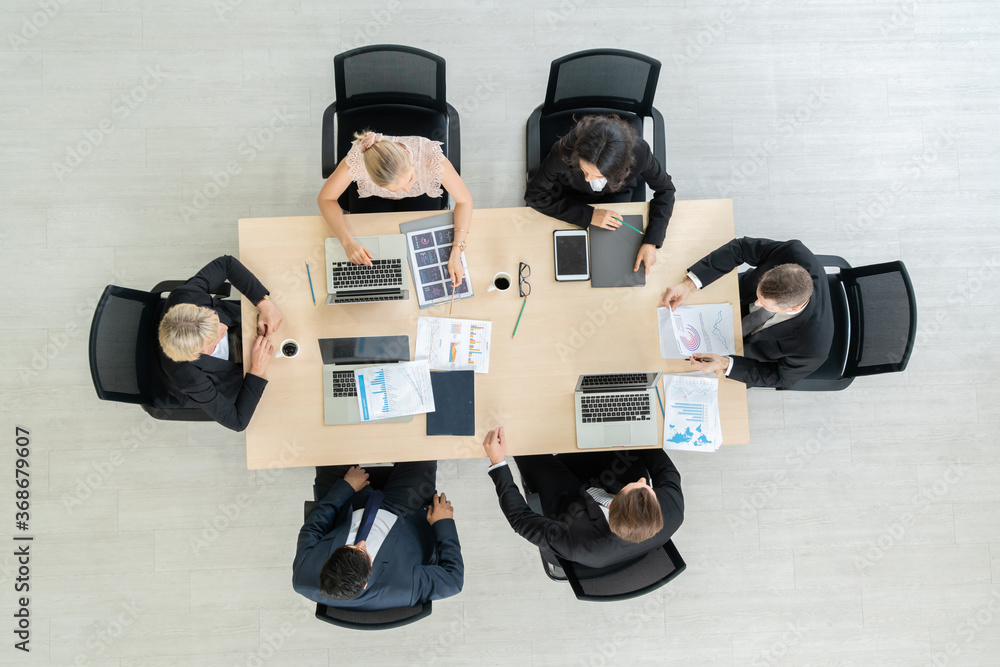 Business people group meeting shot from top view in office . Profession businesswomen, businessmen a