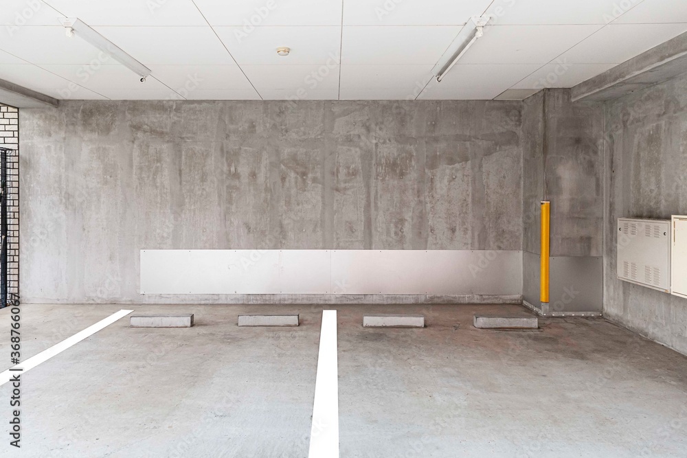 Empty Parking on the ground floor below the apartment building