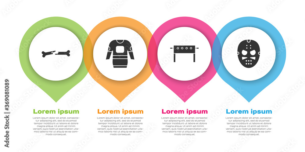 设置人体骨折、冰球球衣、冰球桌和冰球面罩。商业信息图模板.V