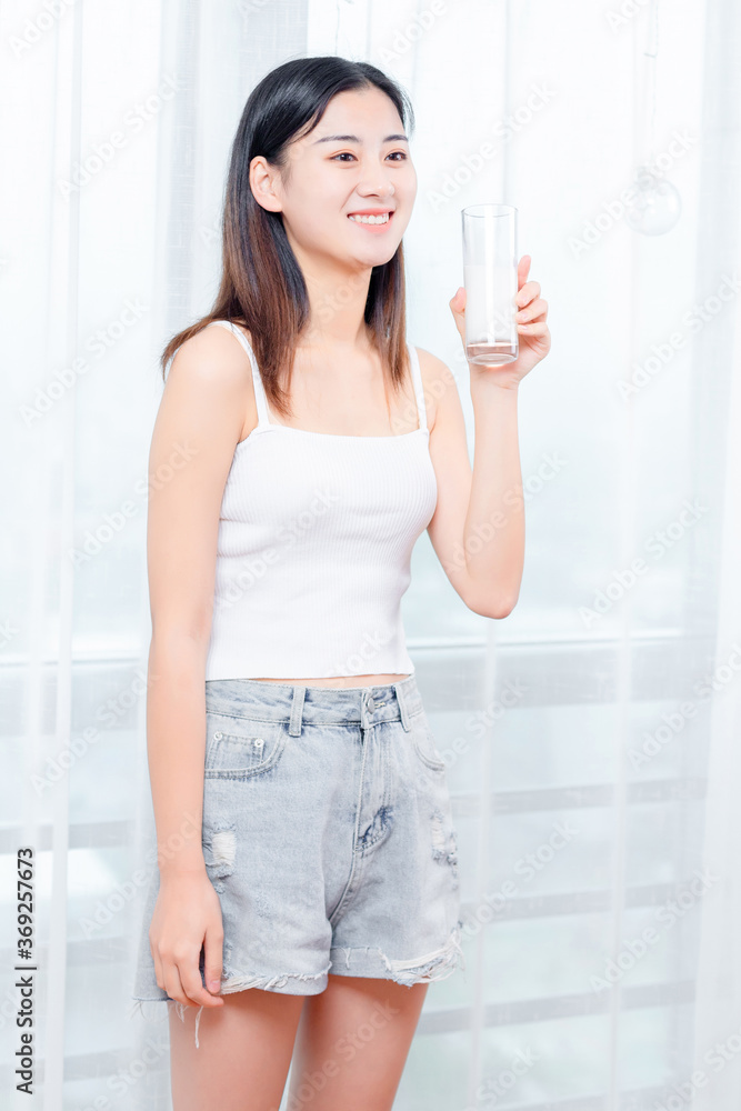 Asian girls drinking milk

