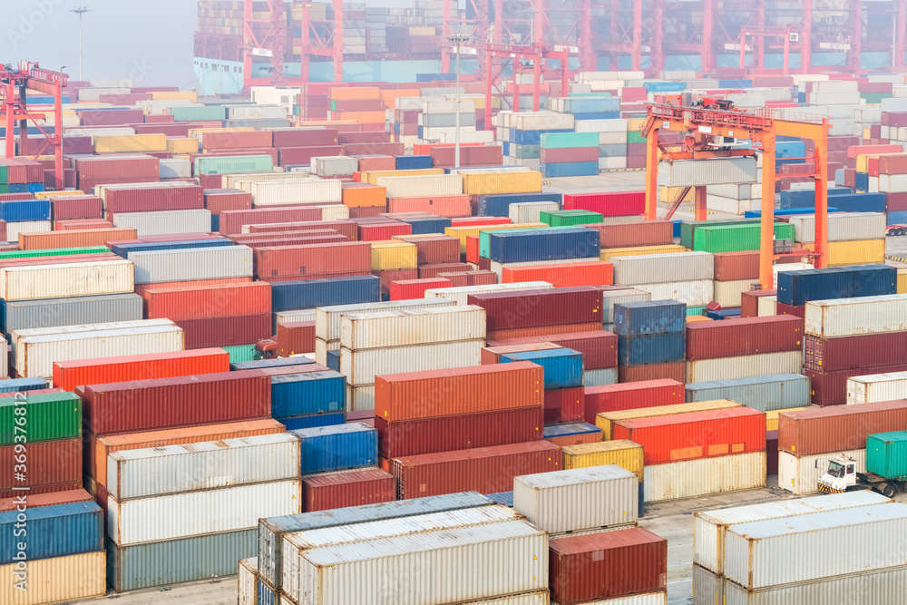 container yard in shanghai port