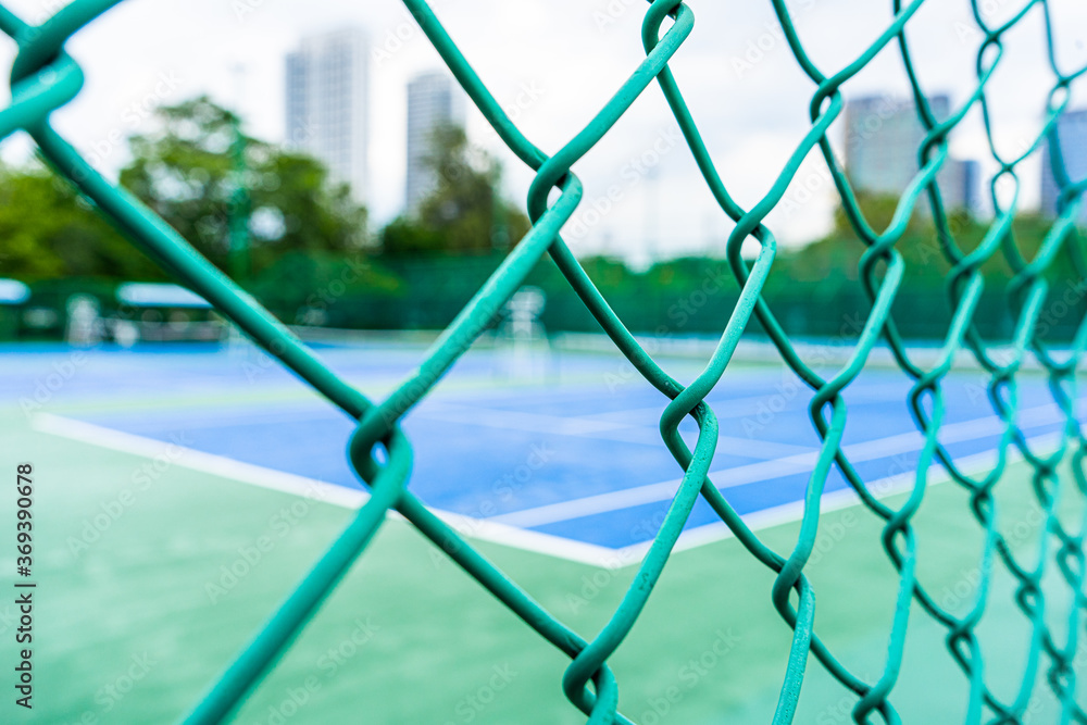 Blurred bokeh of the Tennis court.