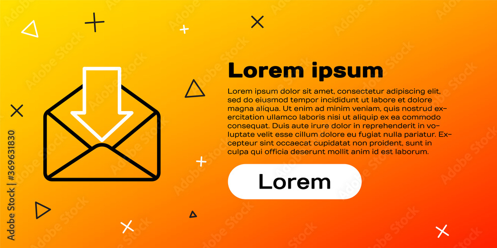 Line Envelope icon isolated on yellow background.Received message concept.New，email incoming mess（黄色