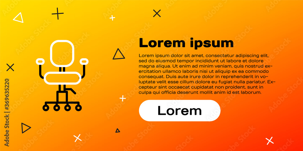 线条办公椅图标隔离在黄色背景上。彩色轮廓概念。矢量插图。