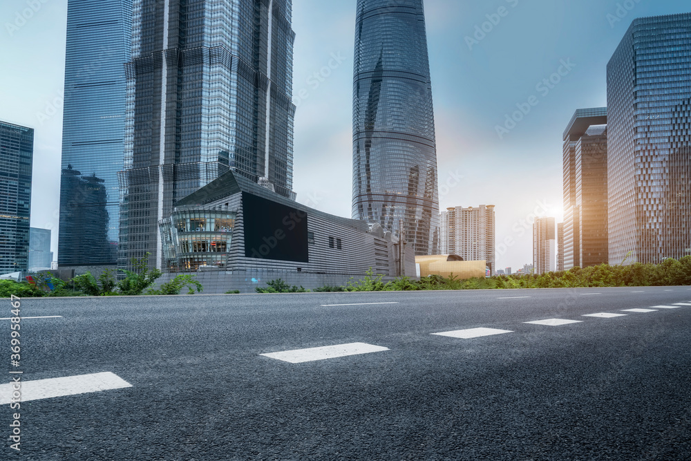 道路与城市现代建筑办公楼