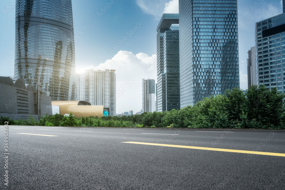 道路与城市现代建筑办公楼