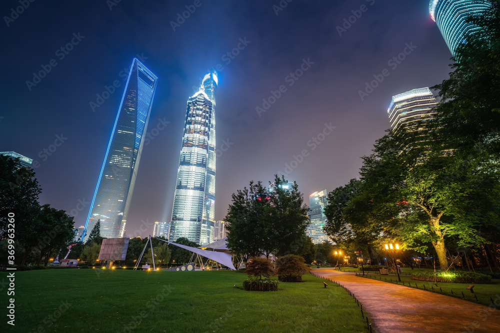 Shanghai Lujiazui city night view and modern architecture landscape