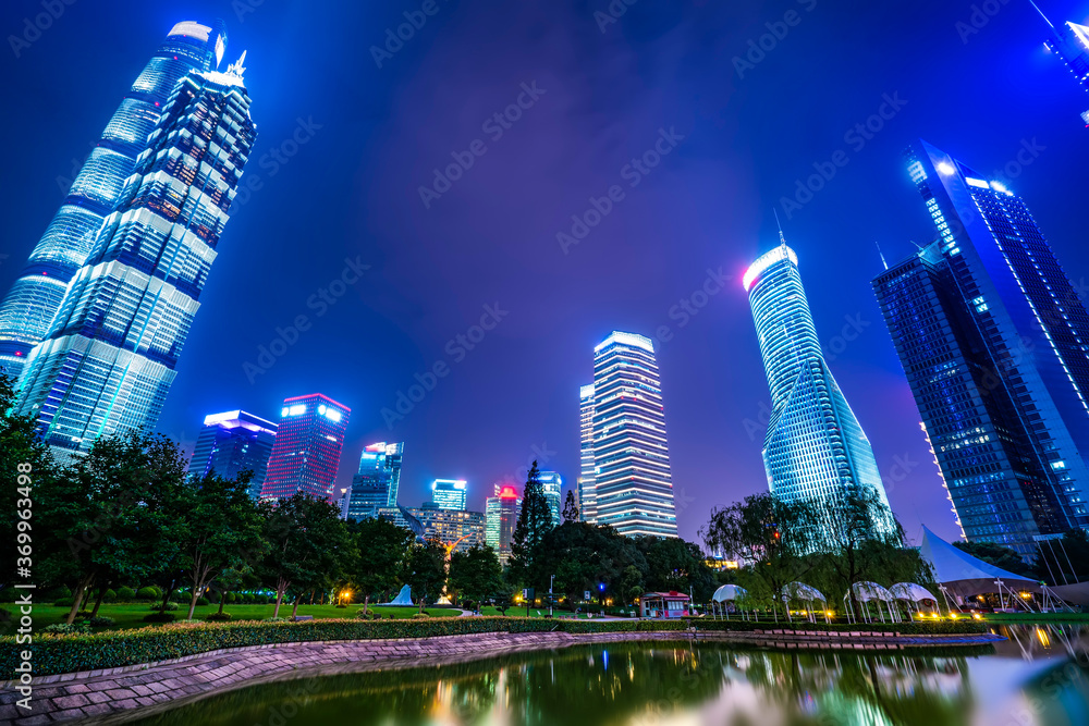 Shanghai Lujiazui city night view and modern architecture landscape