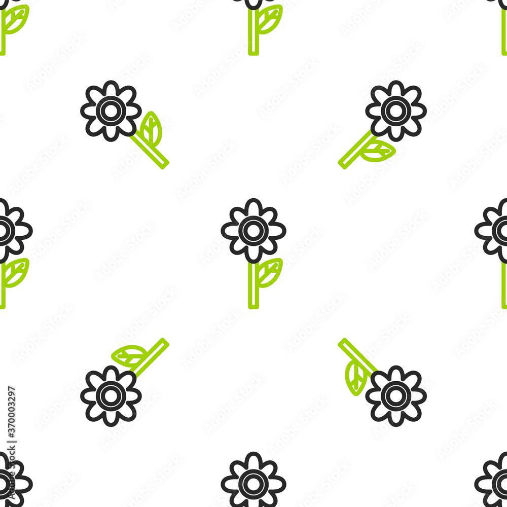 Line Flower icon isolated seamless pattern on white background. Vector Illustration.