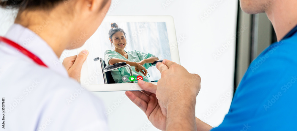 Doctor telemedicine service online video for virtual patient health medical chat . Remote doctor hea