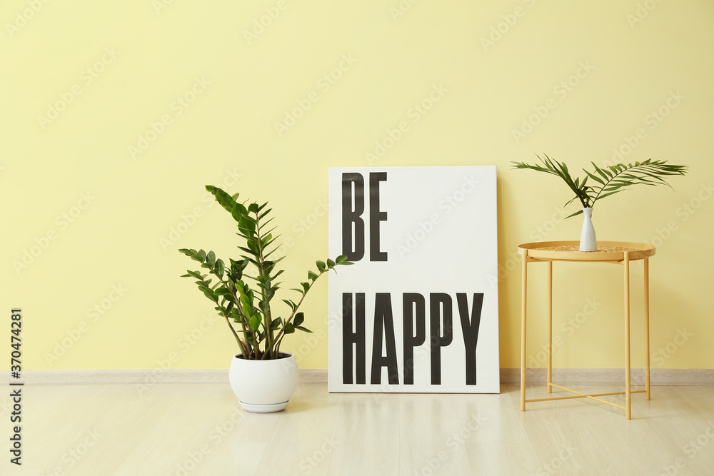 Interior of modern room with houseplants