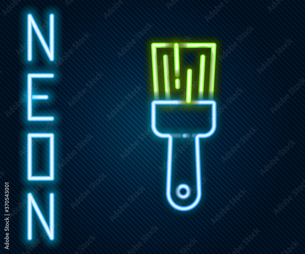 Glowing neon line Paint brush icon isolated on black background. Colorful outline concept. Vector Il