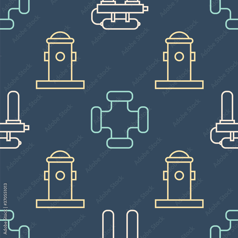将滤水器、消防栓和工业金属管设置在无缝模式上。矢量。