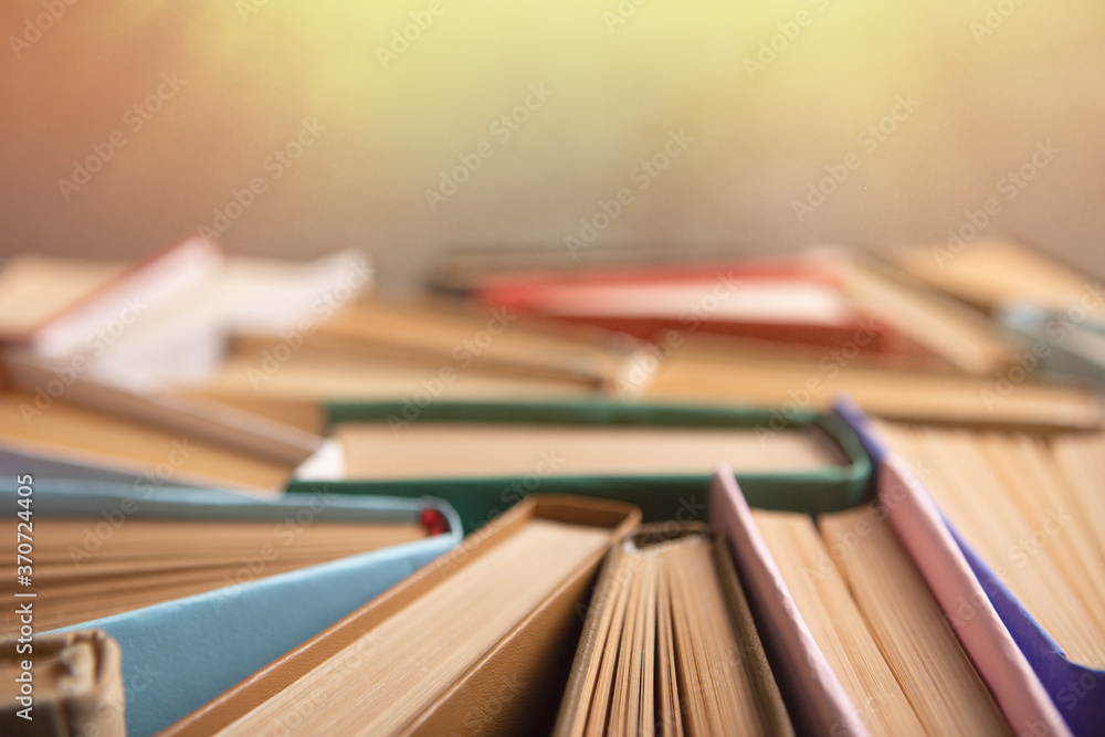 Books background for wisdom, science and education. Reading and writing concept