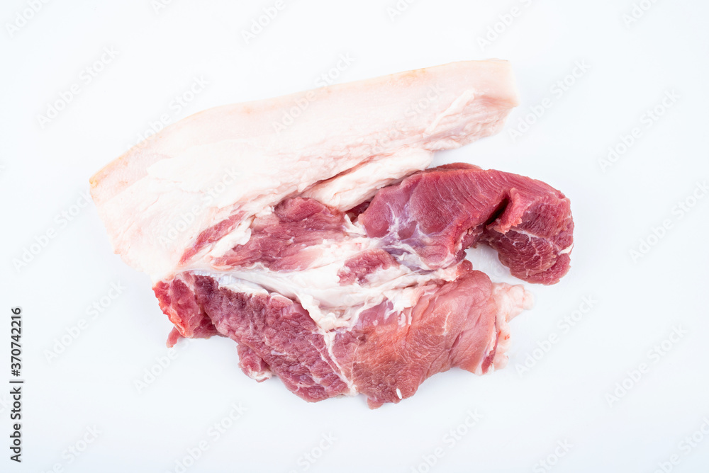 Fresh front leg pork on a plate on white background